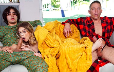 Отчим выебал девушку пасынка, который прикидывался больным чтобы не идти в школу.